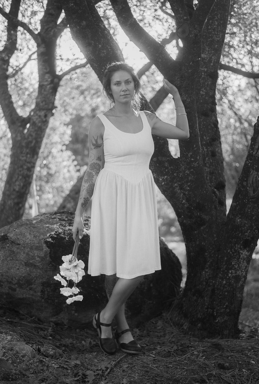 Agnes Dress in Oat Linen - Aware House - Field Day - 