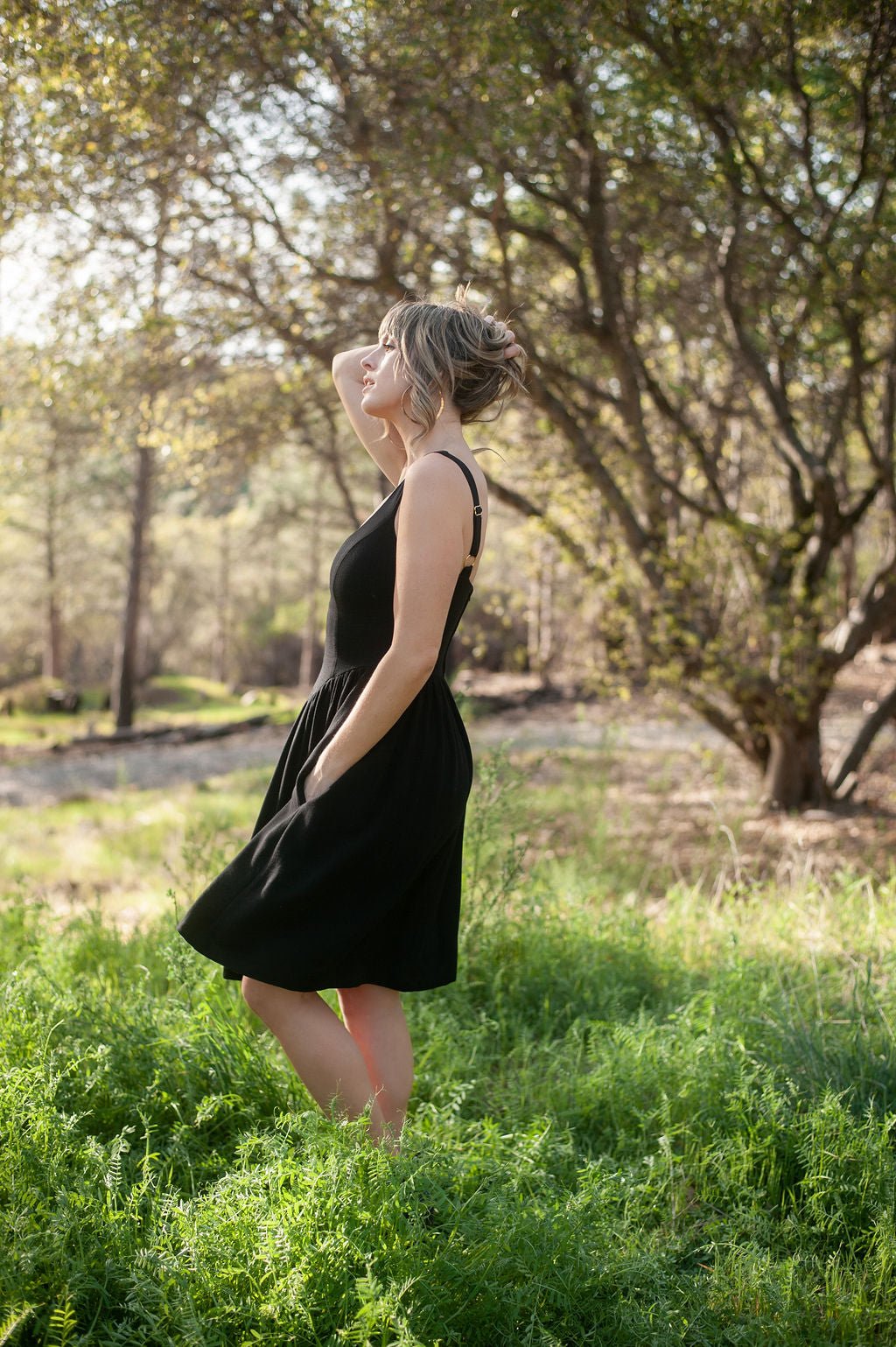 Agnes Dress in Black Linen - Aware House