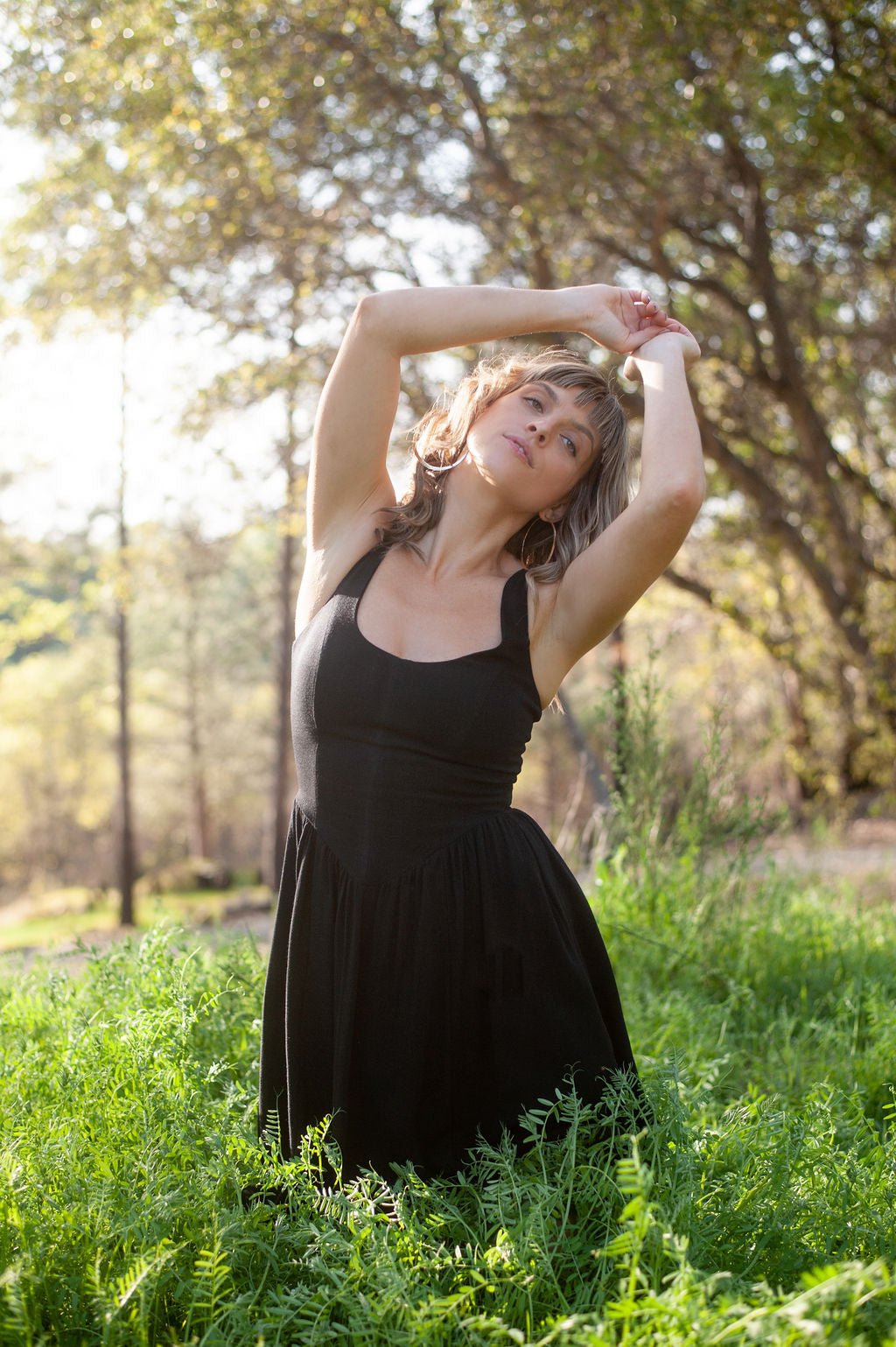 Agnes Dress in Black Linen - Aware House