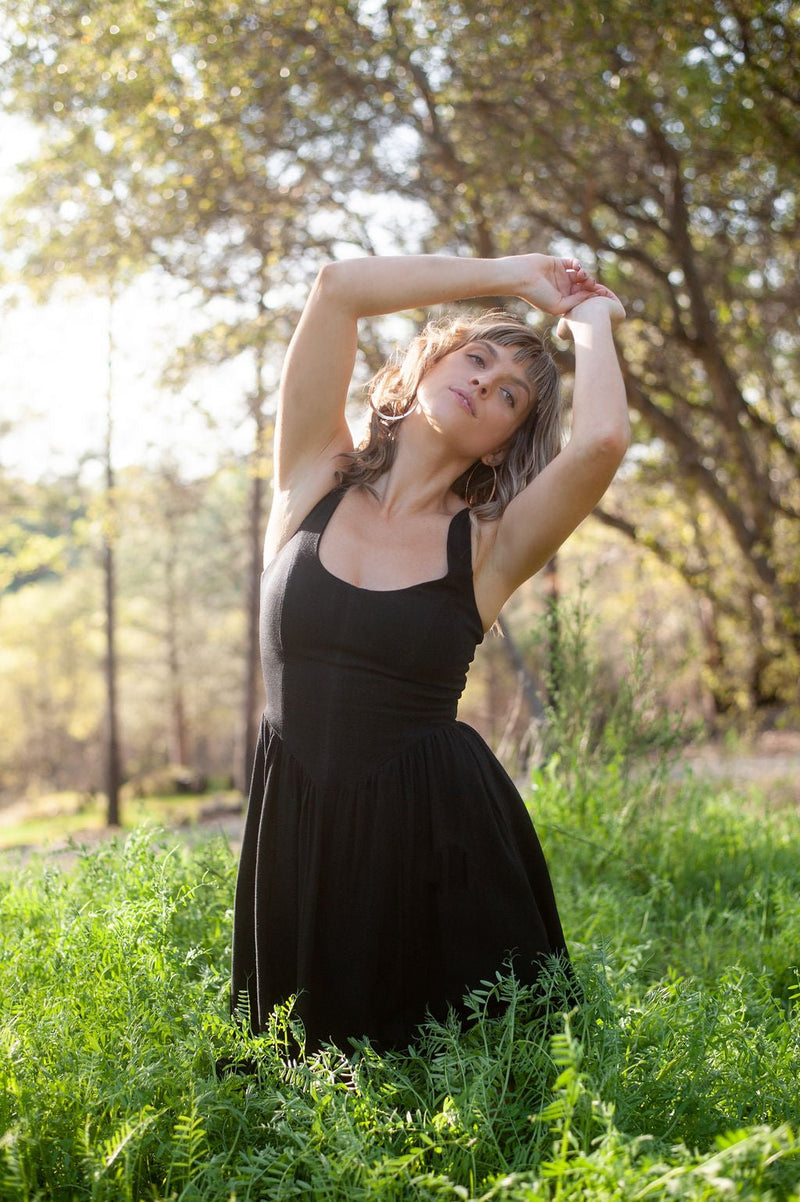 Agnes Dress in Black Linen-zoom-