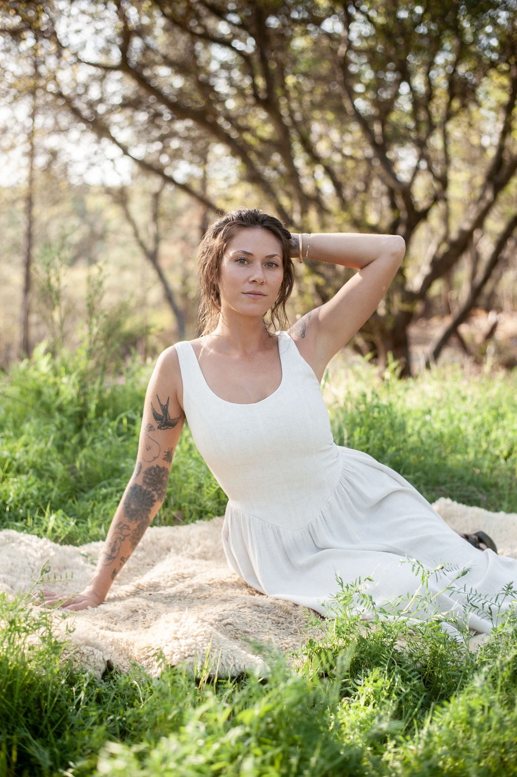 Agnes Dress in Oat Linen
