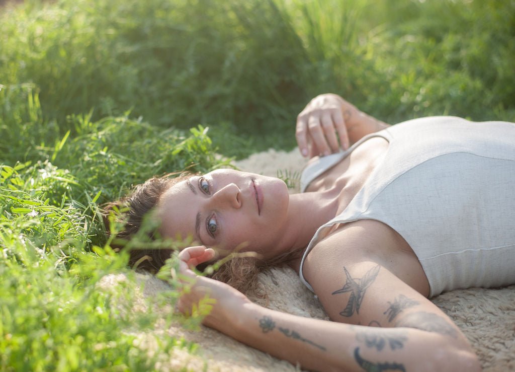 Agnes Dress in Oat Linen - Aware House - Field Day - 