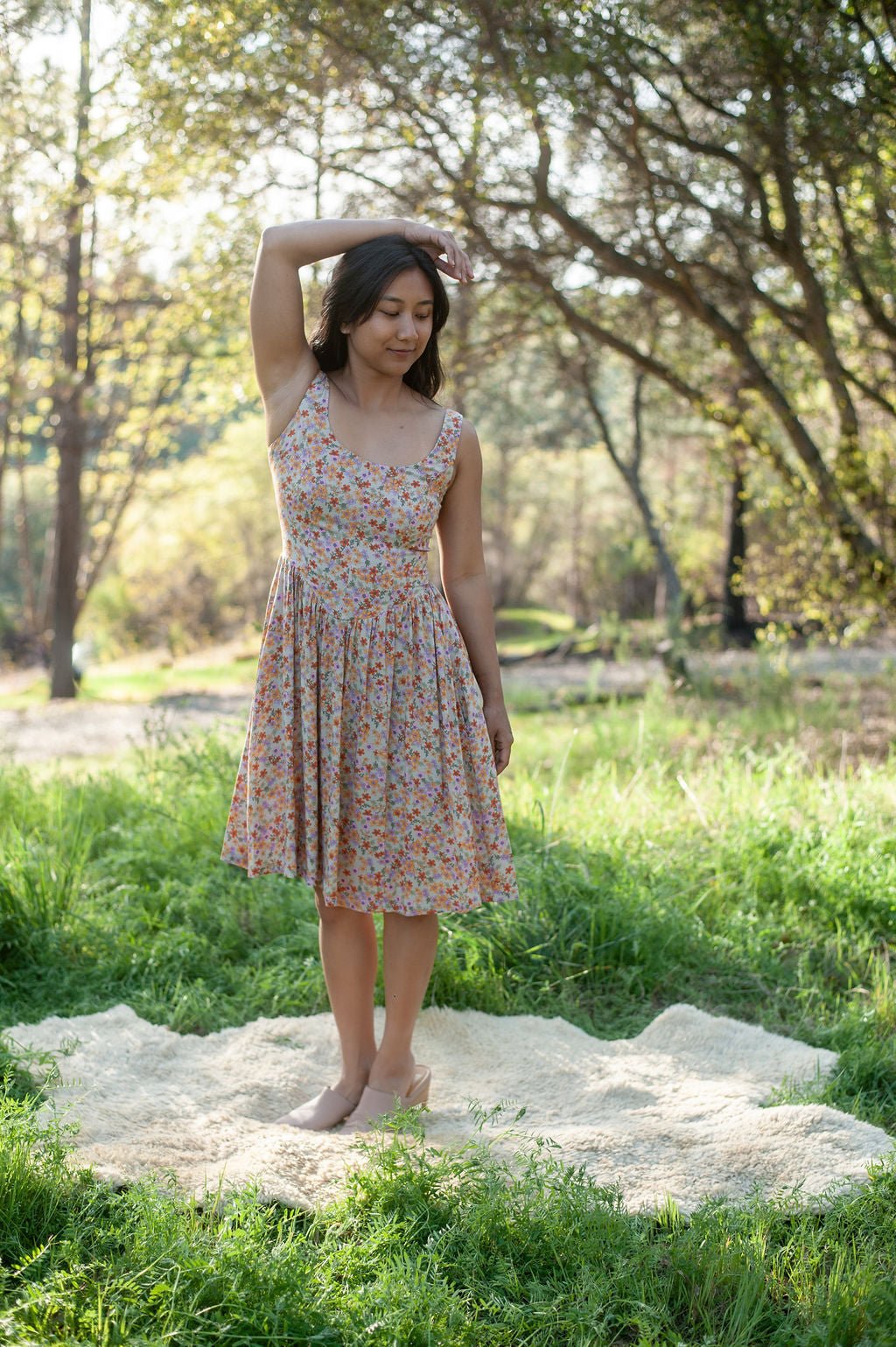 Agnes Dress in Calico Bloom Challis - Aware House - Field Day - 