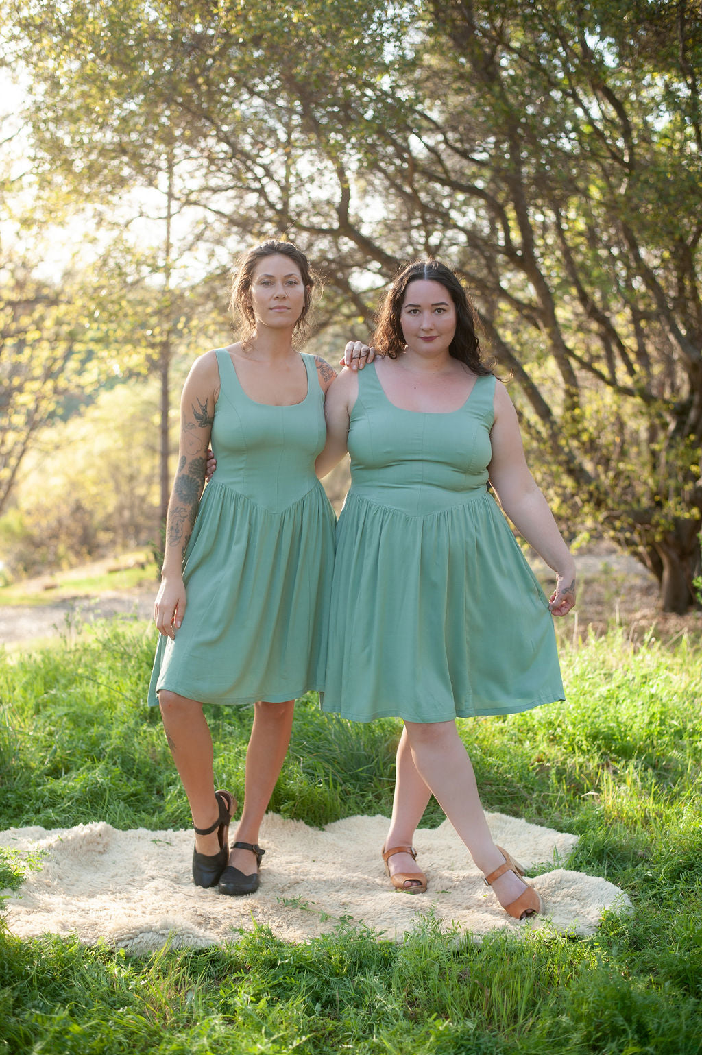 Agnes Dress in Sage Challis-zoom-2