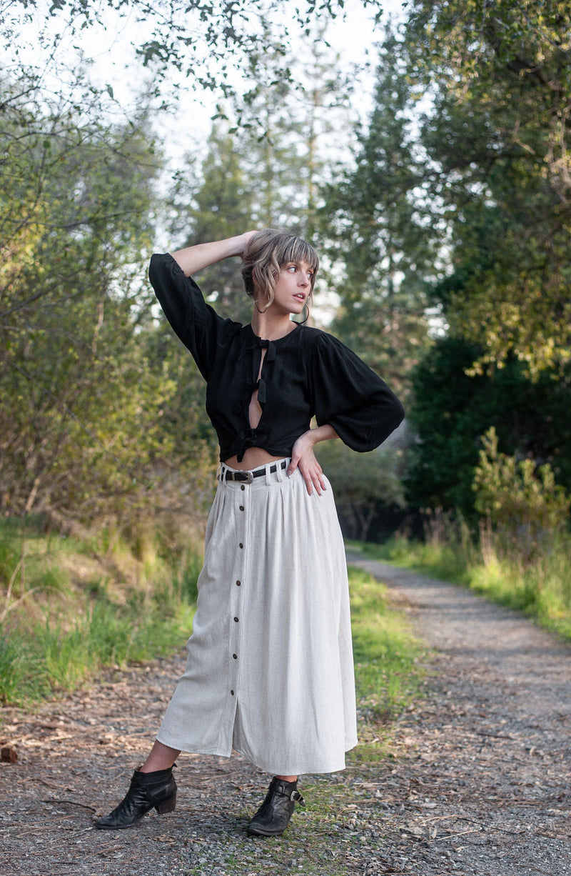 Poet Top in Black Cotton-zoom-