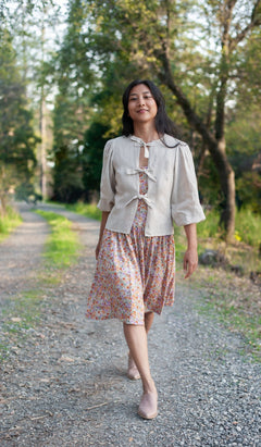 Poet Top in 100% Sand Linen - Aware House