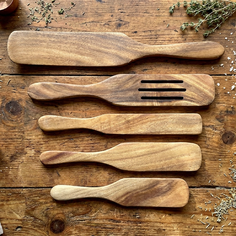 Wooden Spurtle | Teak Wood Kitchen Tool