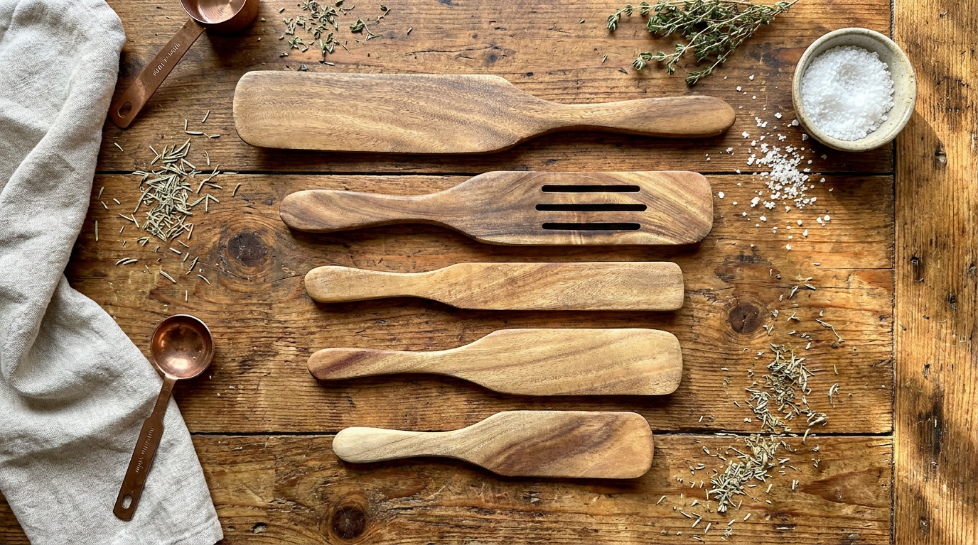 Wooden Spurtle | Teak Wood Kitchen Tool-1