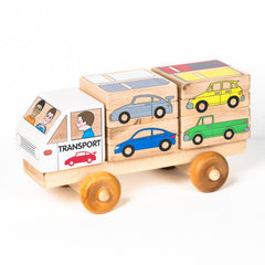 Stackable Puzzle Truck | Car Transporter - Aware House - Miller Boys Vintage Toys -
