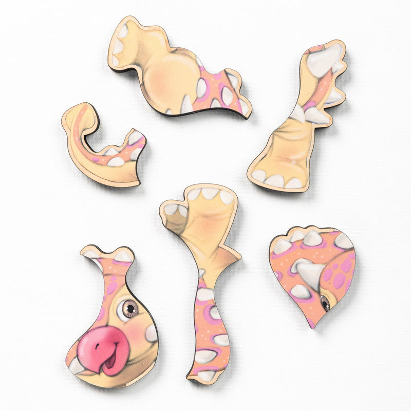 Dinosaur Magnetic Wooden Puzzle Set with Cotton Bag-zoom-
