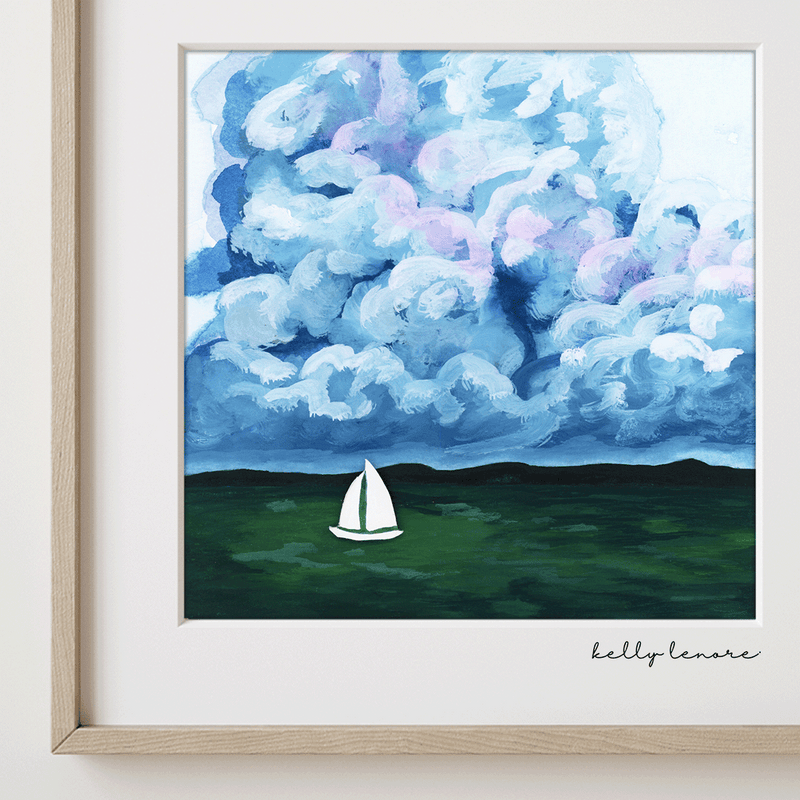 Stormy Green Seascape Painting | Fine Art Print-zoom-