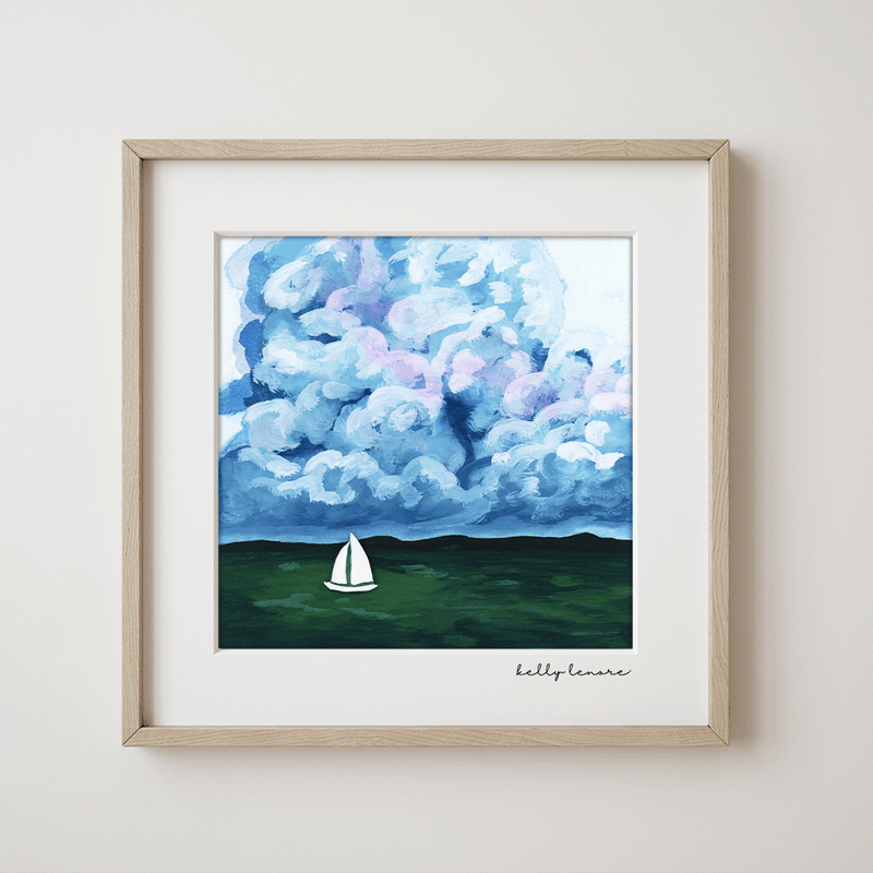Stormy Green Seascape Painting | Fine Art Print-zoom-