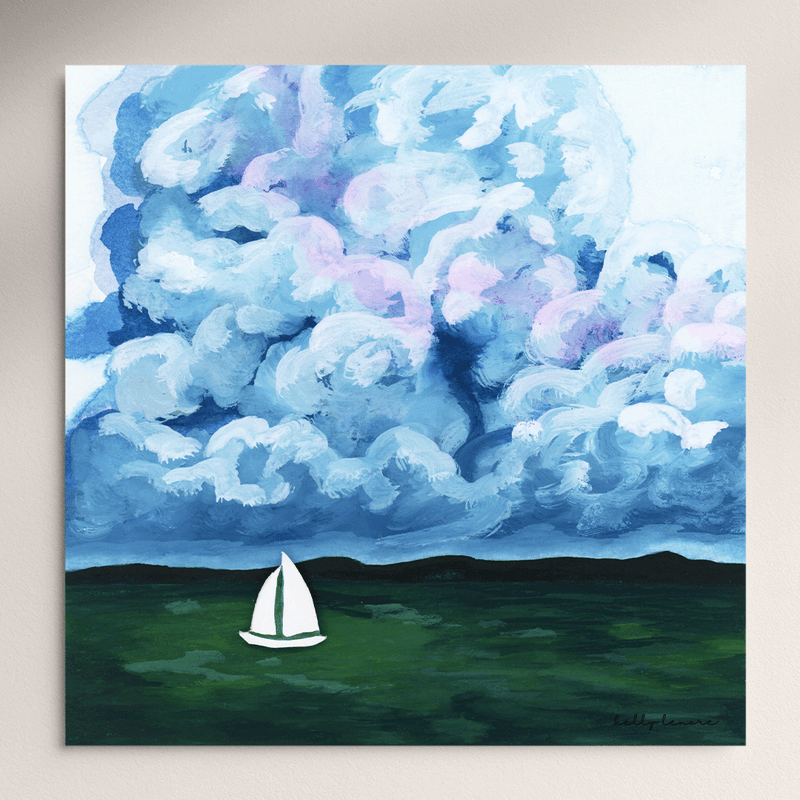 Stormy Green Seascape Painting | Fine Art Print-zoom-