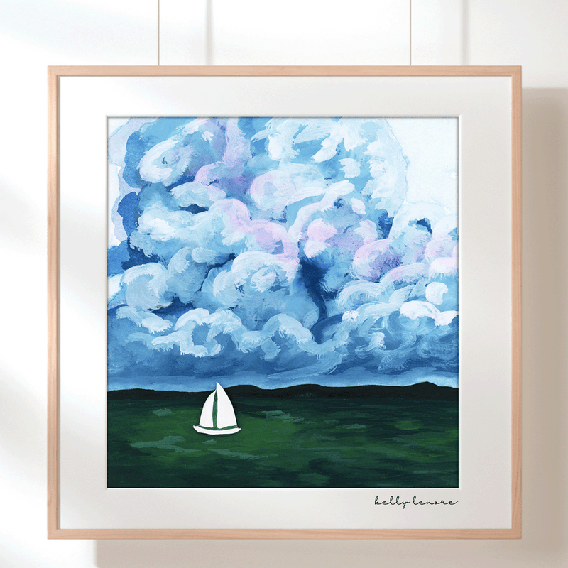 Stormy Green Seascape Painting | Fine Art Print-zoom-