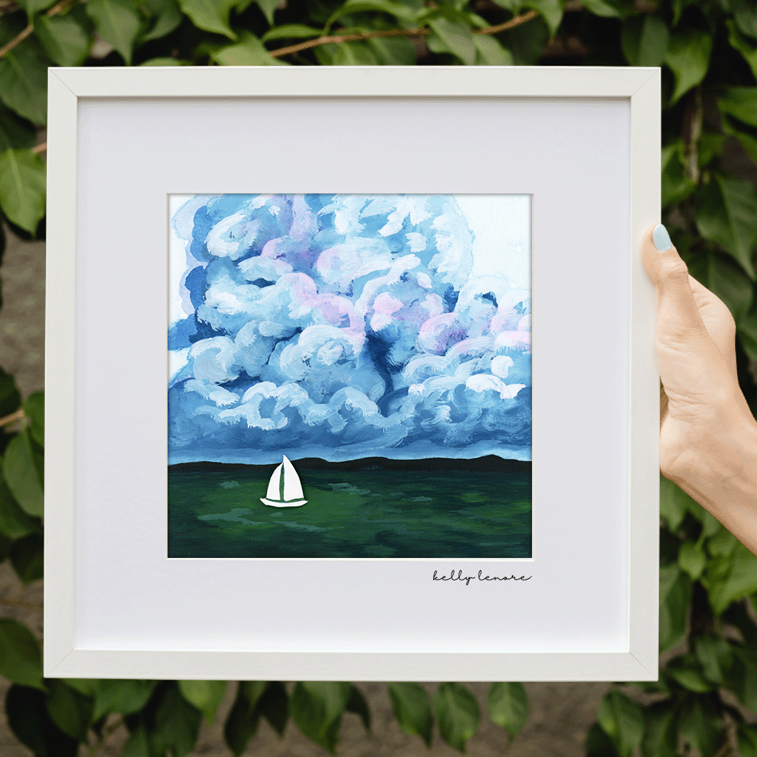 Stormy Green Seascape Painting | Fine Art Print-zoom-5