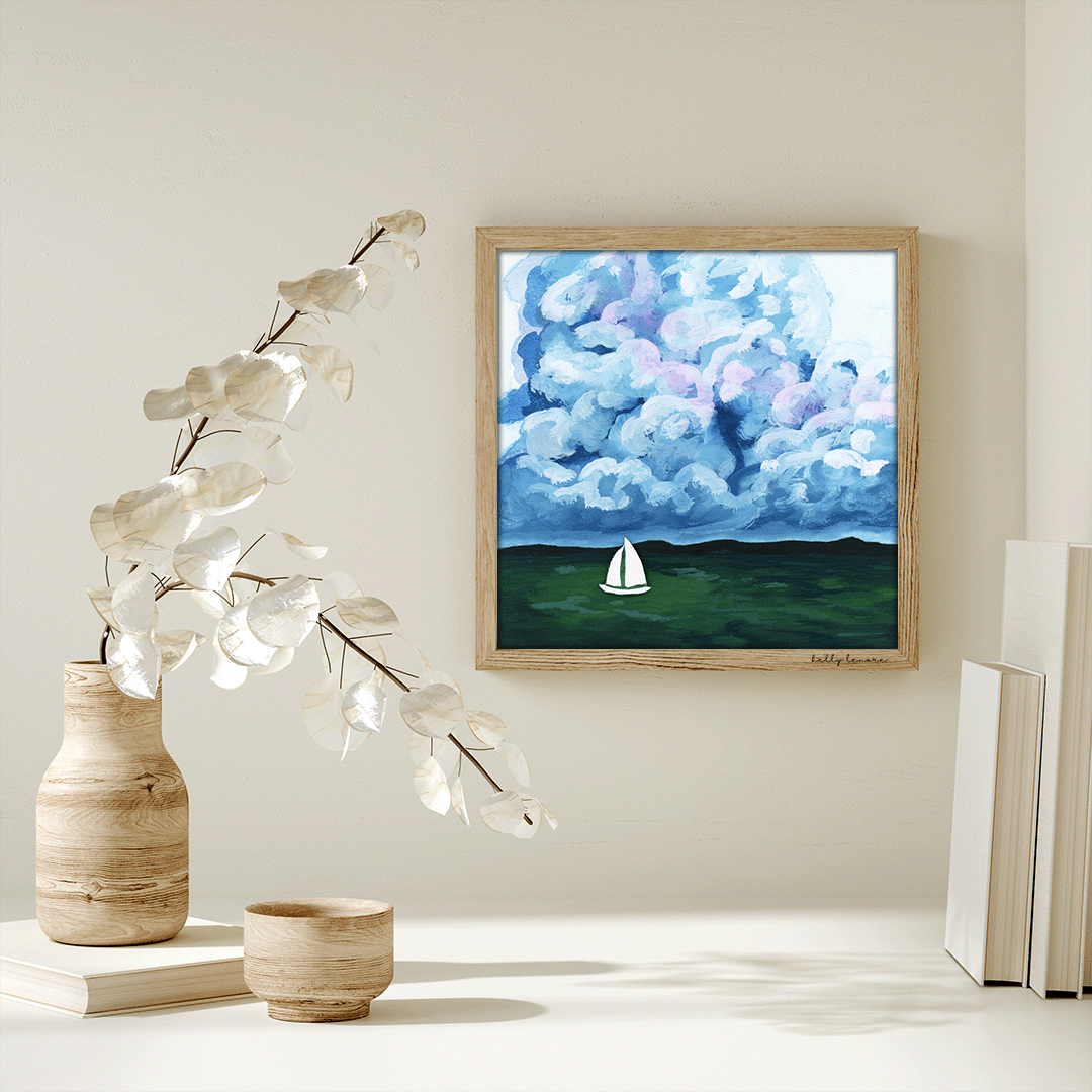 Stormy Green Seascape Painting | Fine Art Print-zoom-6