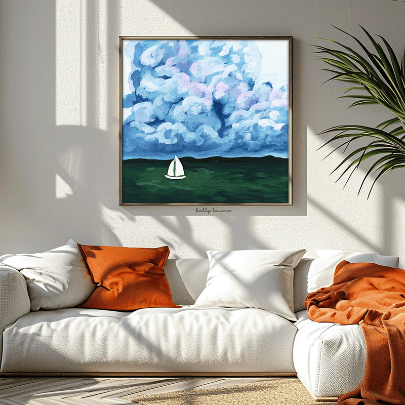 Stormy Green Seascape Painting | Fine Art Print-zoom-