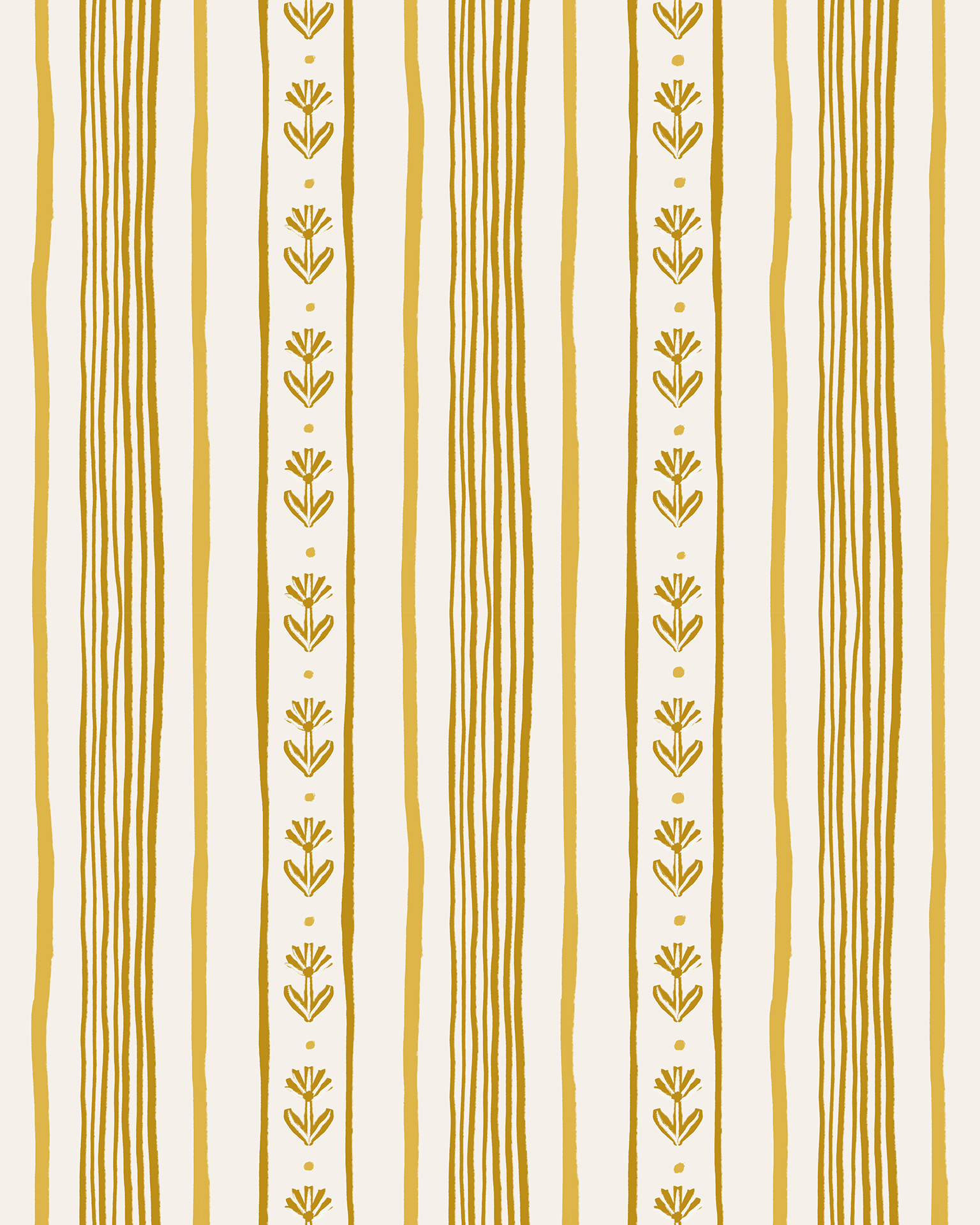 Daisy Chain Stripe Wallpaper, beige and yellow-2