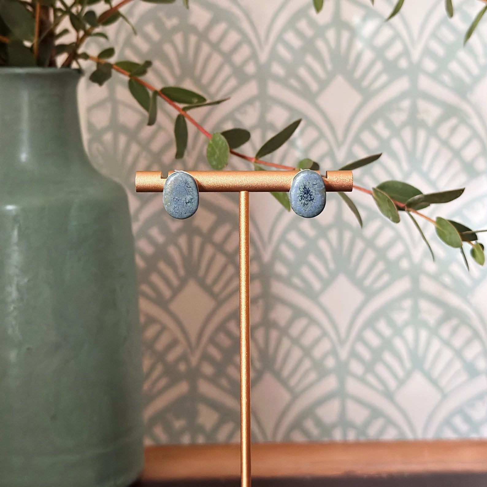 Oval Stud Ceramic Earrings