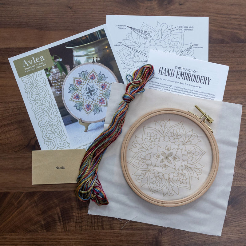 Thessaly Floral embroidery hoop kit or transfer-zoom-