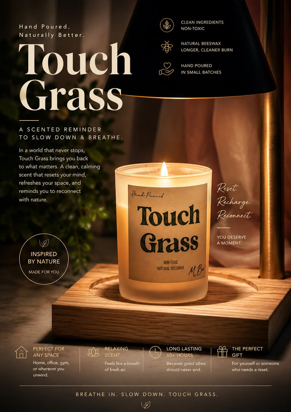 Touch Grass Beeswax Candle