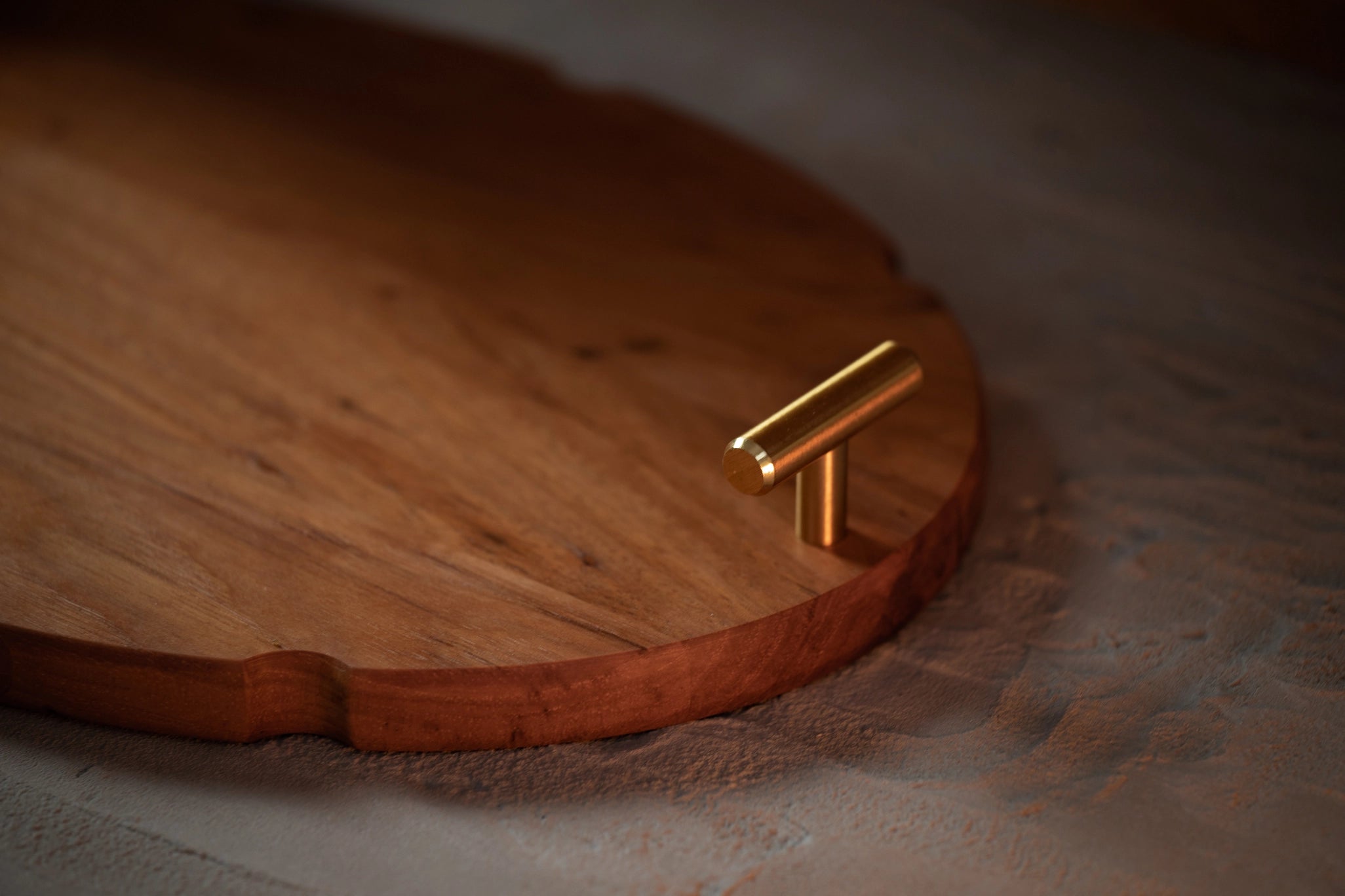 Hickory Tray with Brushed Brass Handles-zoom-2