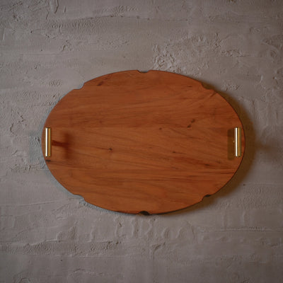 Hickory Tray with Brushed Brass Handles