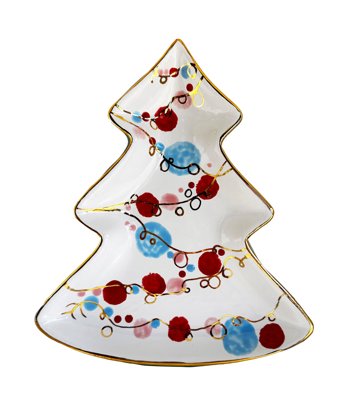 Retro Christmas Tree Dish with 22k Gold Accents-zoom-2