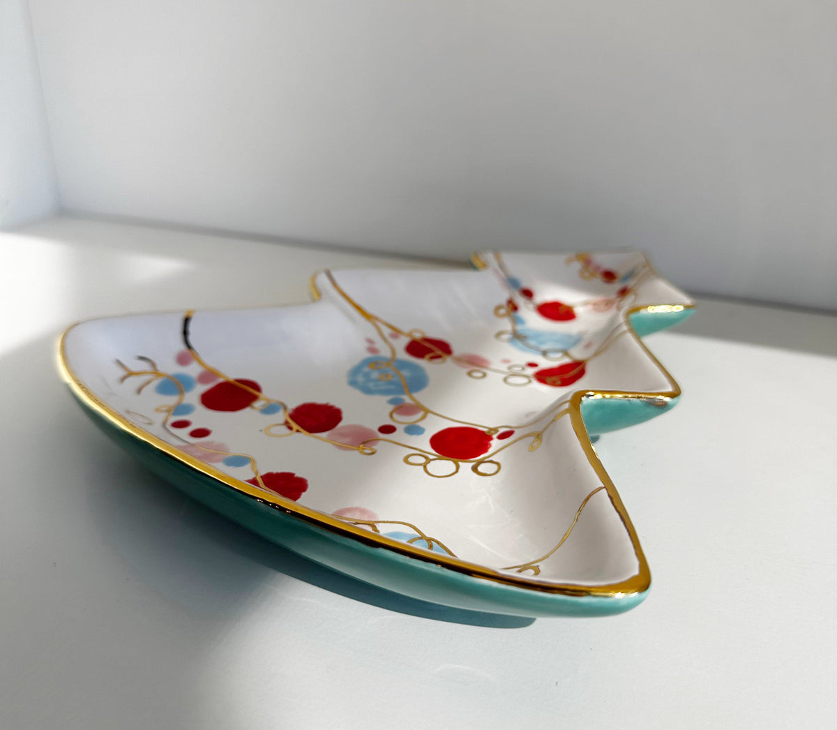 Retro Christmas Tree Dish with 22k Gold Accents-4