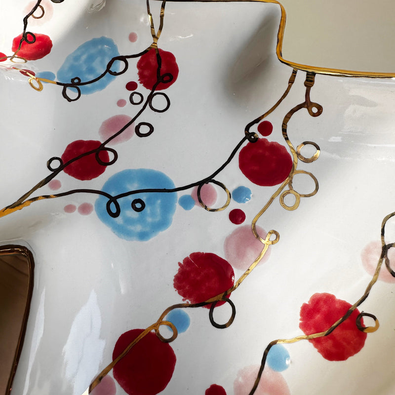 Retro Christmas Tree Dish with 22k Gold Accents-zoom-