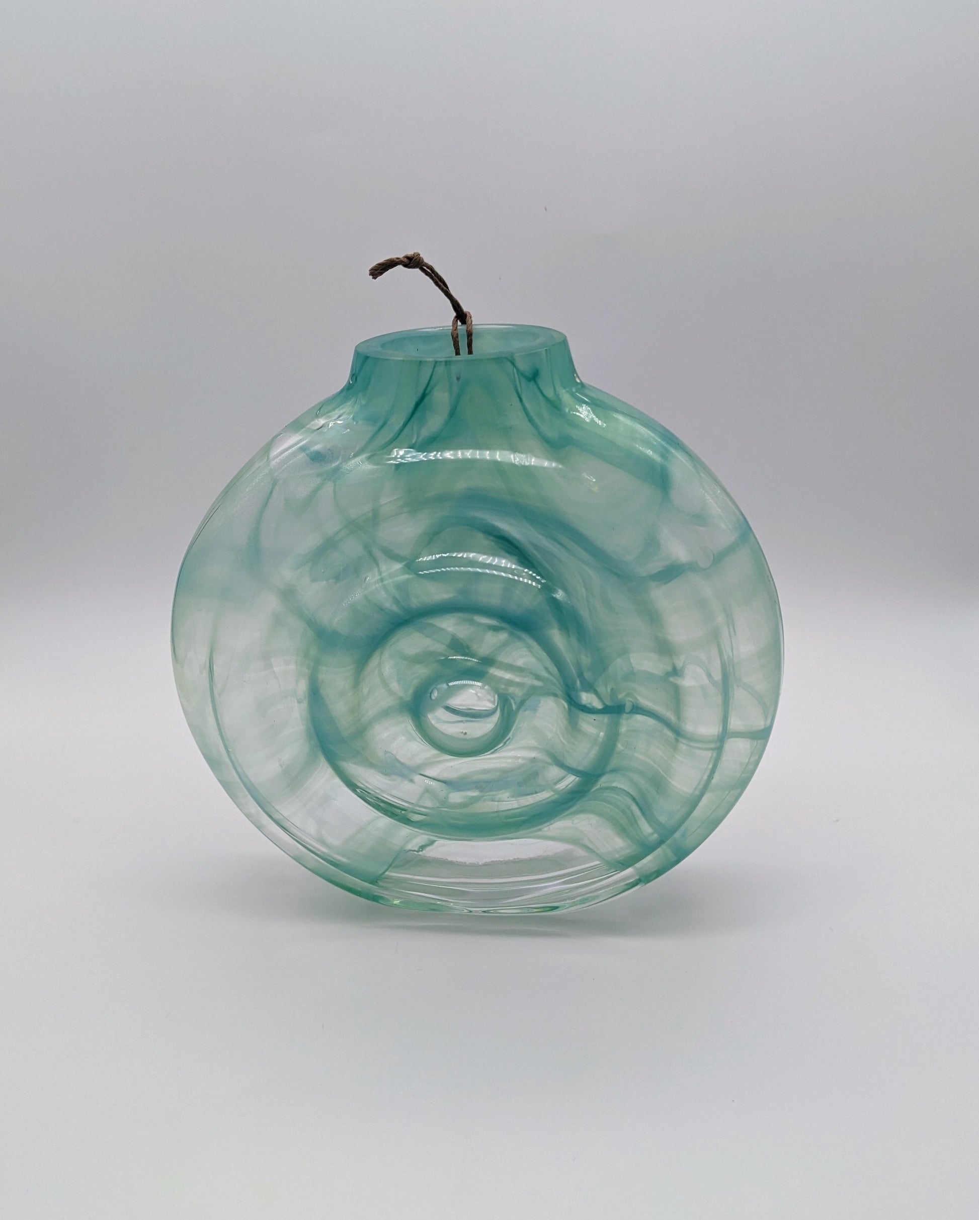 Turquoise Hanging Ripple Vase-6