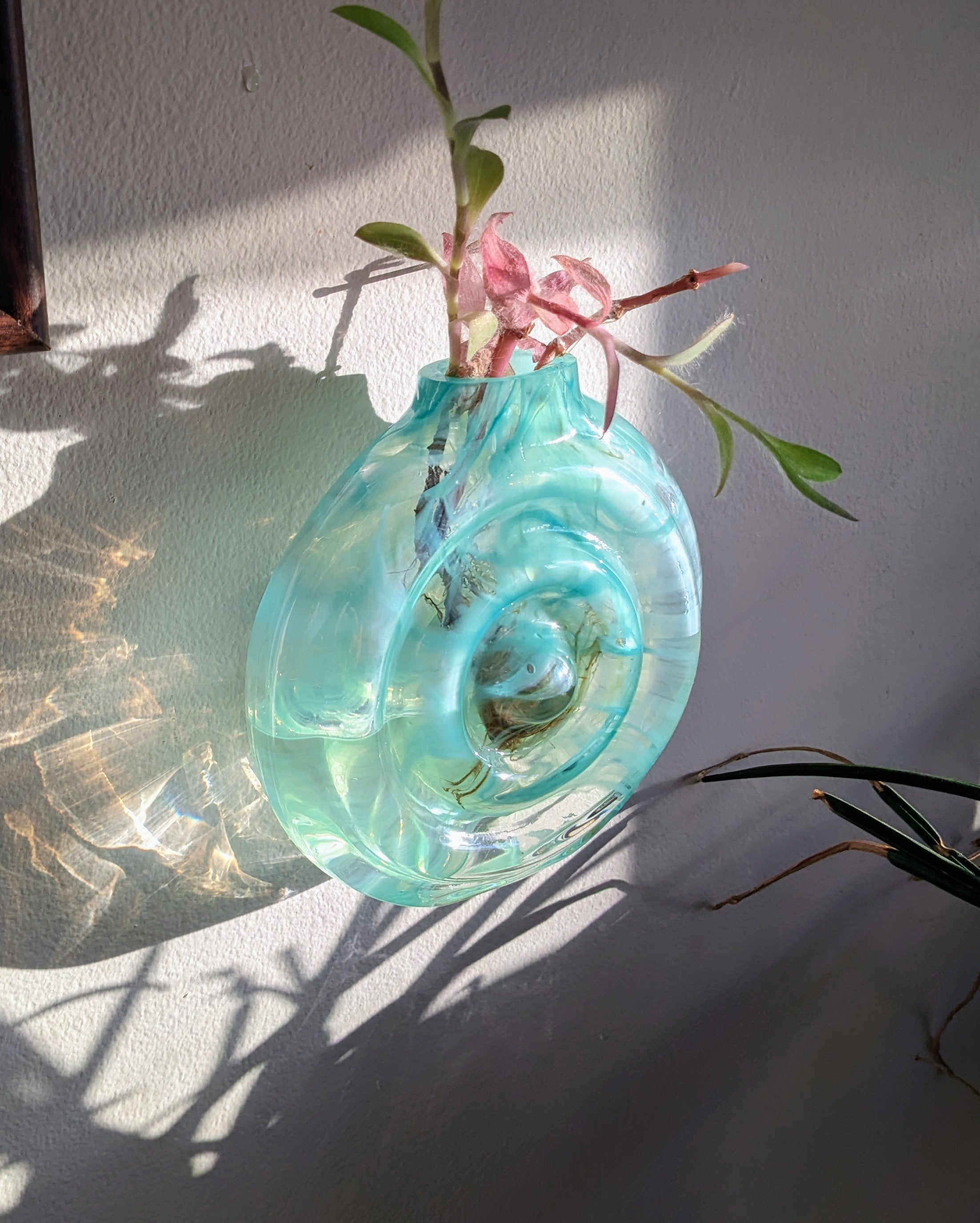 Turquoise Hanging Ripple Vase