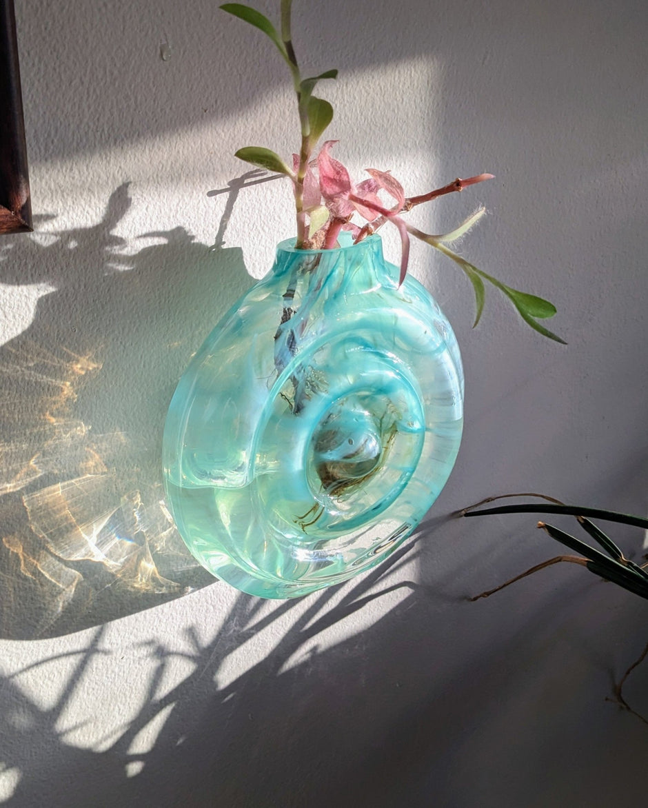 Turquoise Hanging Ripple Vase - Aware House