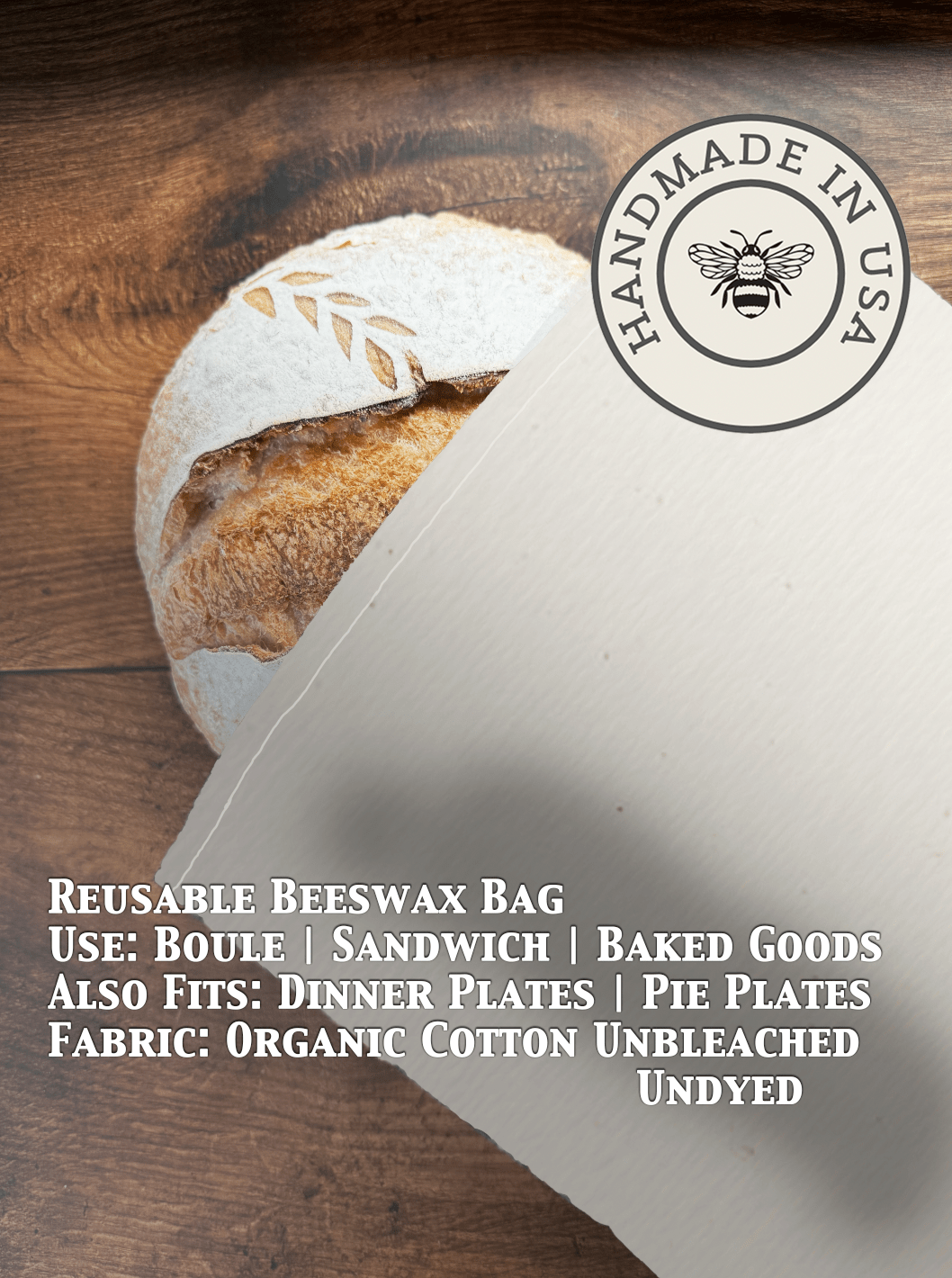 Beeswax Bread Bag | Reusable Cotton Food Storage Bag - Aware House - Five Oaks Farm -