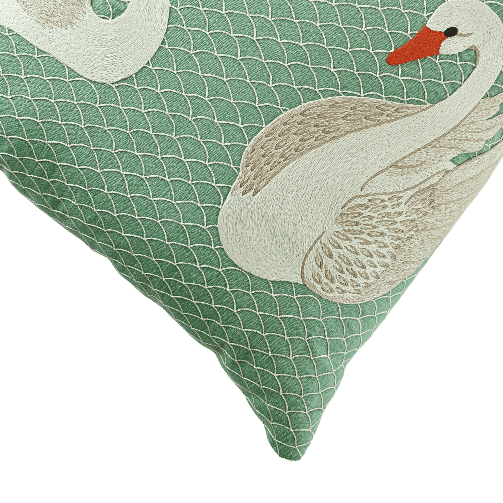 Hand Embroidered Birds Pillow Cover | Swans-3