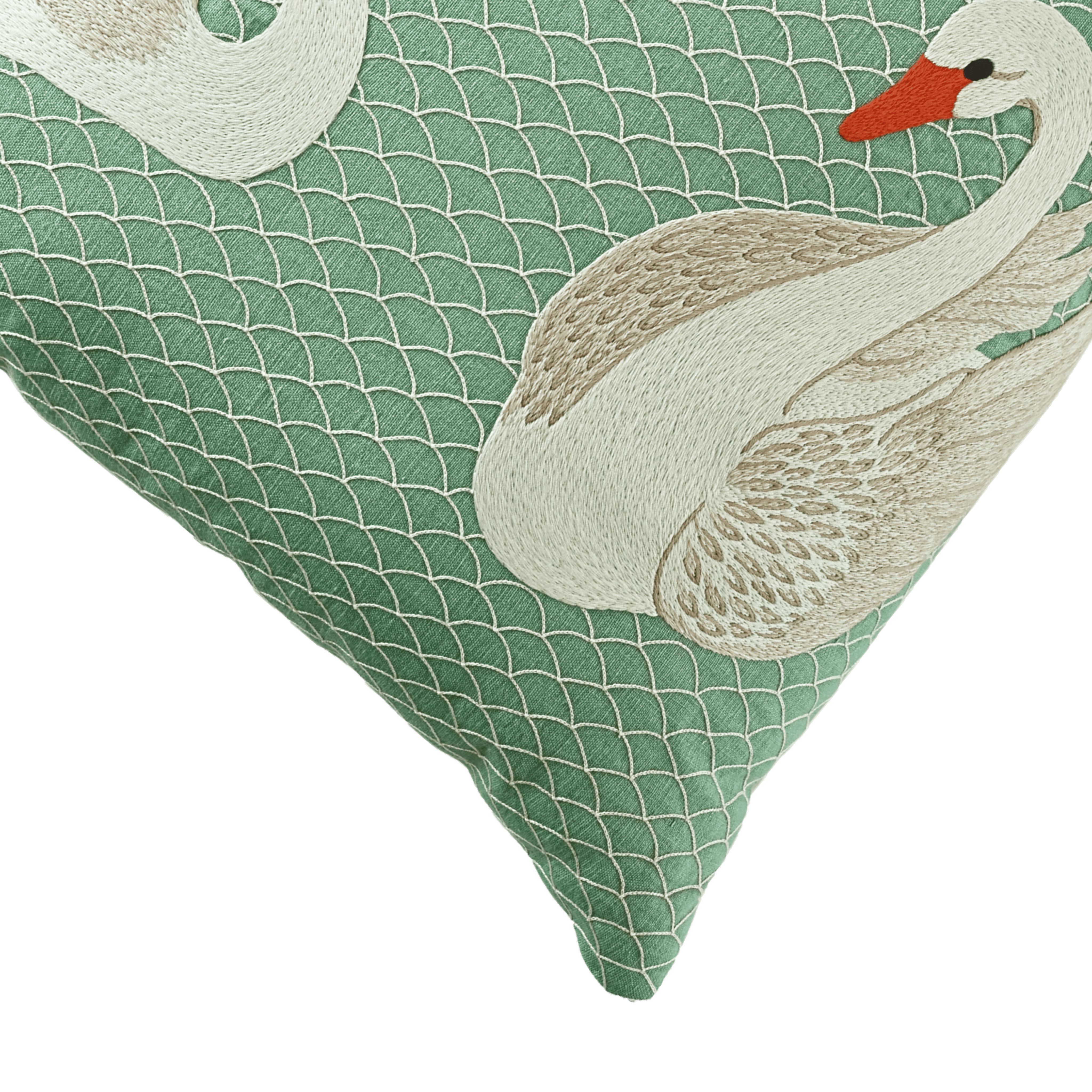 Hand Embroidered Birds Pillow Cover | Swans-zoom-3