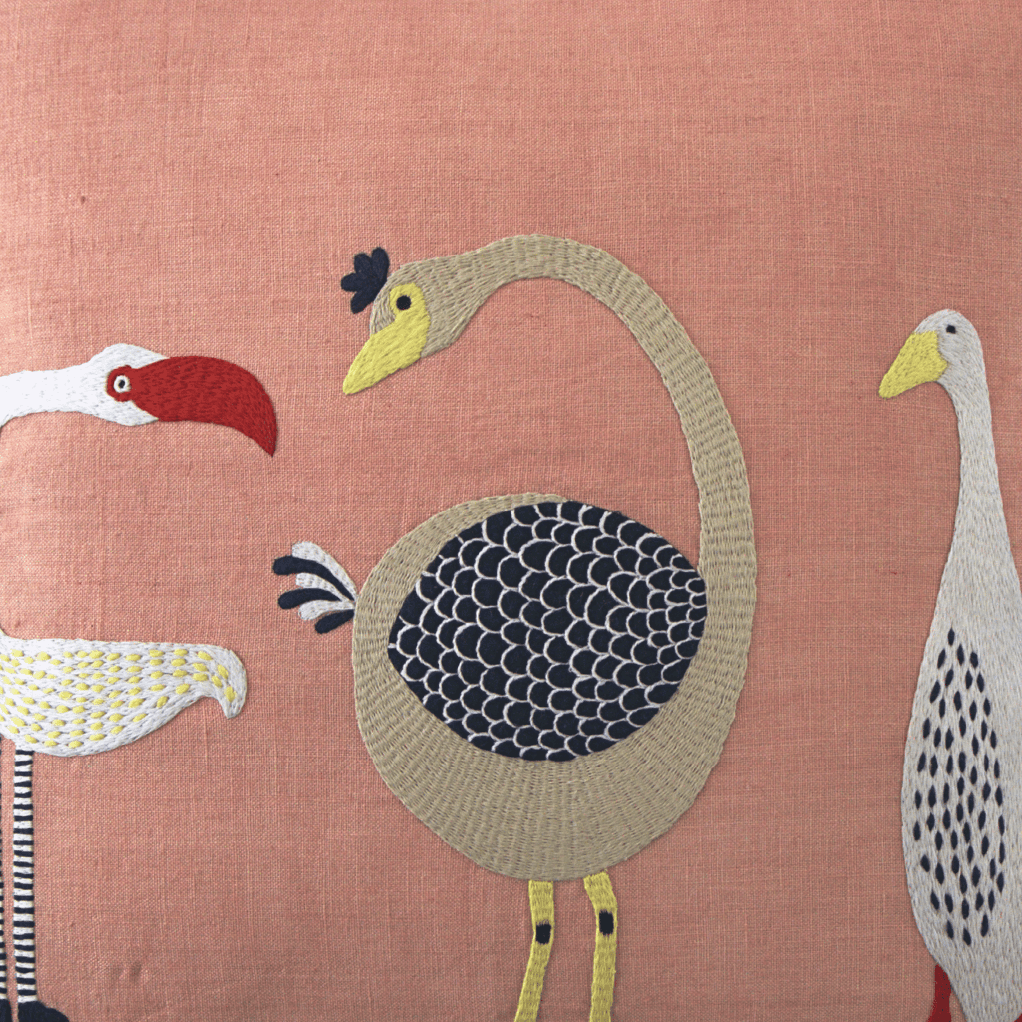 Hand Embroidered Birds Pillow Cover | 20" x 20" - Aware House