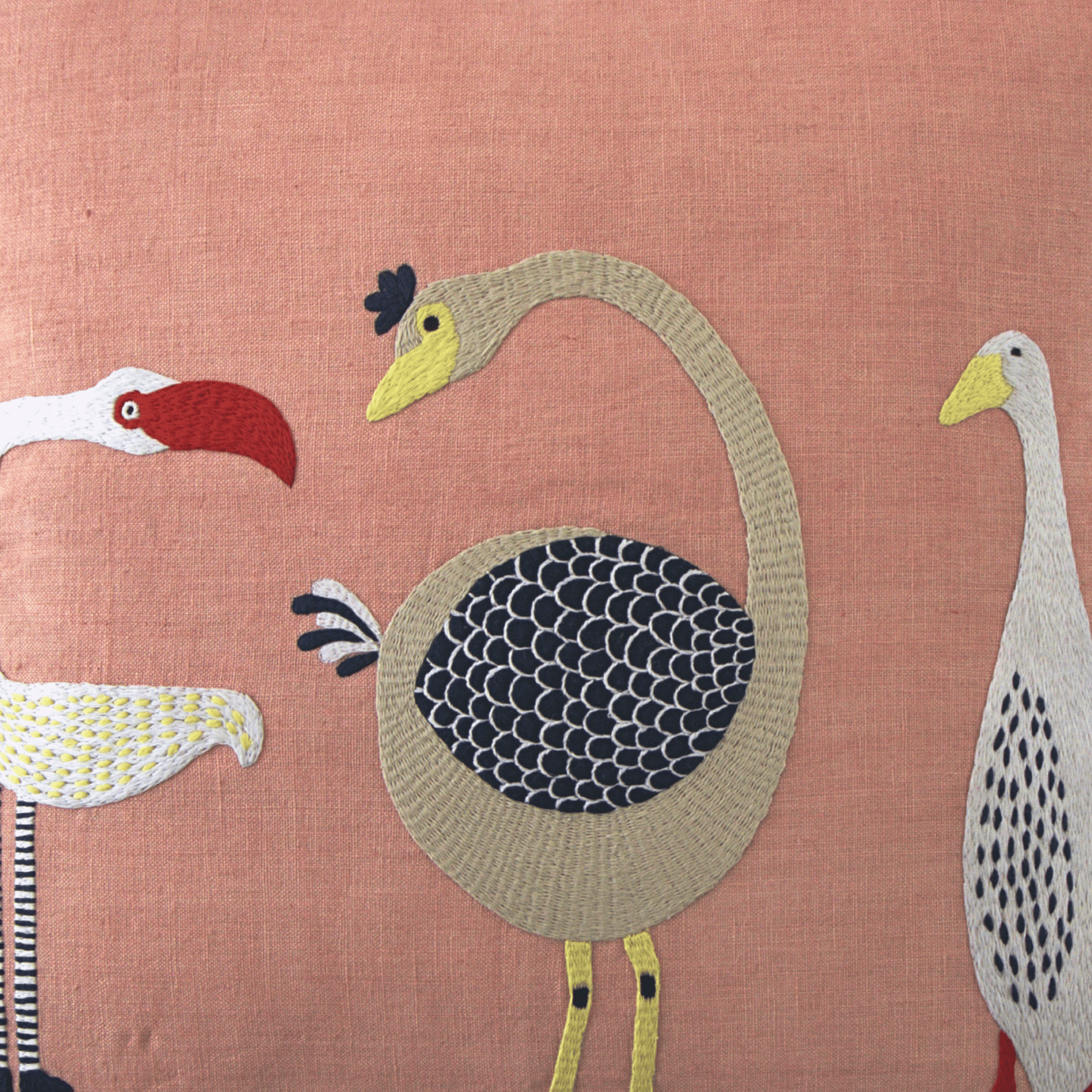 Hand Embroidered Birds Pillow Cover | 20" x 20"