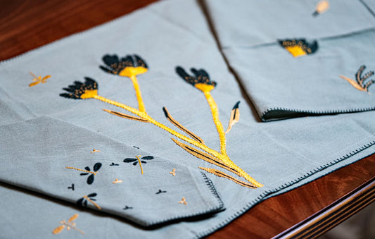 Wild Sage Embroidered Table Linen Set