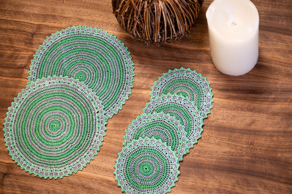 Green Canopy Crochet Coasters