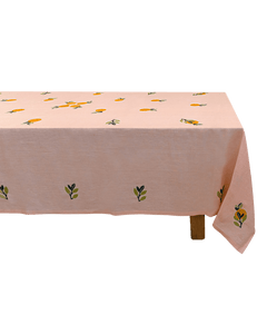 Hand Embroidered Farm to Table Tablecloth | 120" x 80" - Aware House - Neem Crafts -