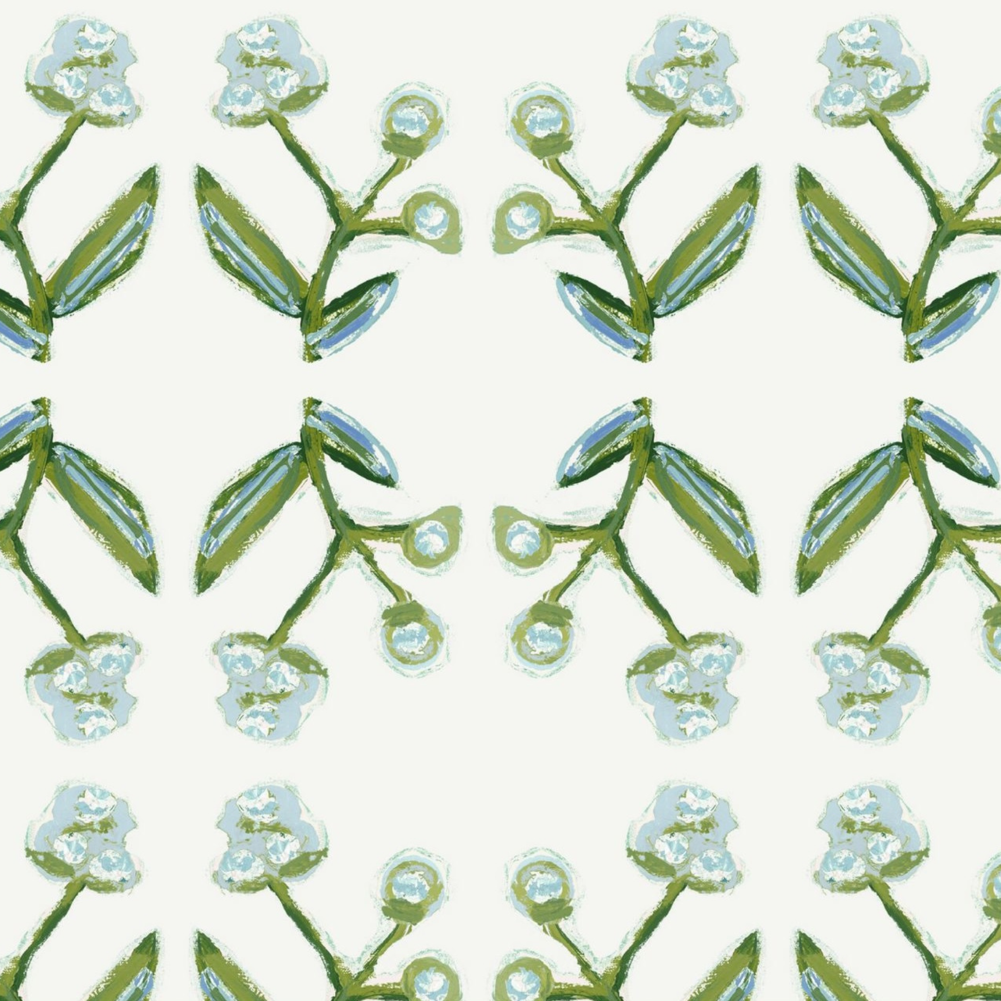 Antonia Wallpaper (Blue & Green) – Handmade & Digitally Printed-1