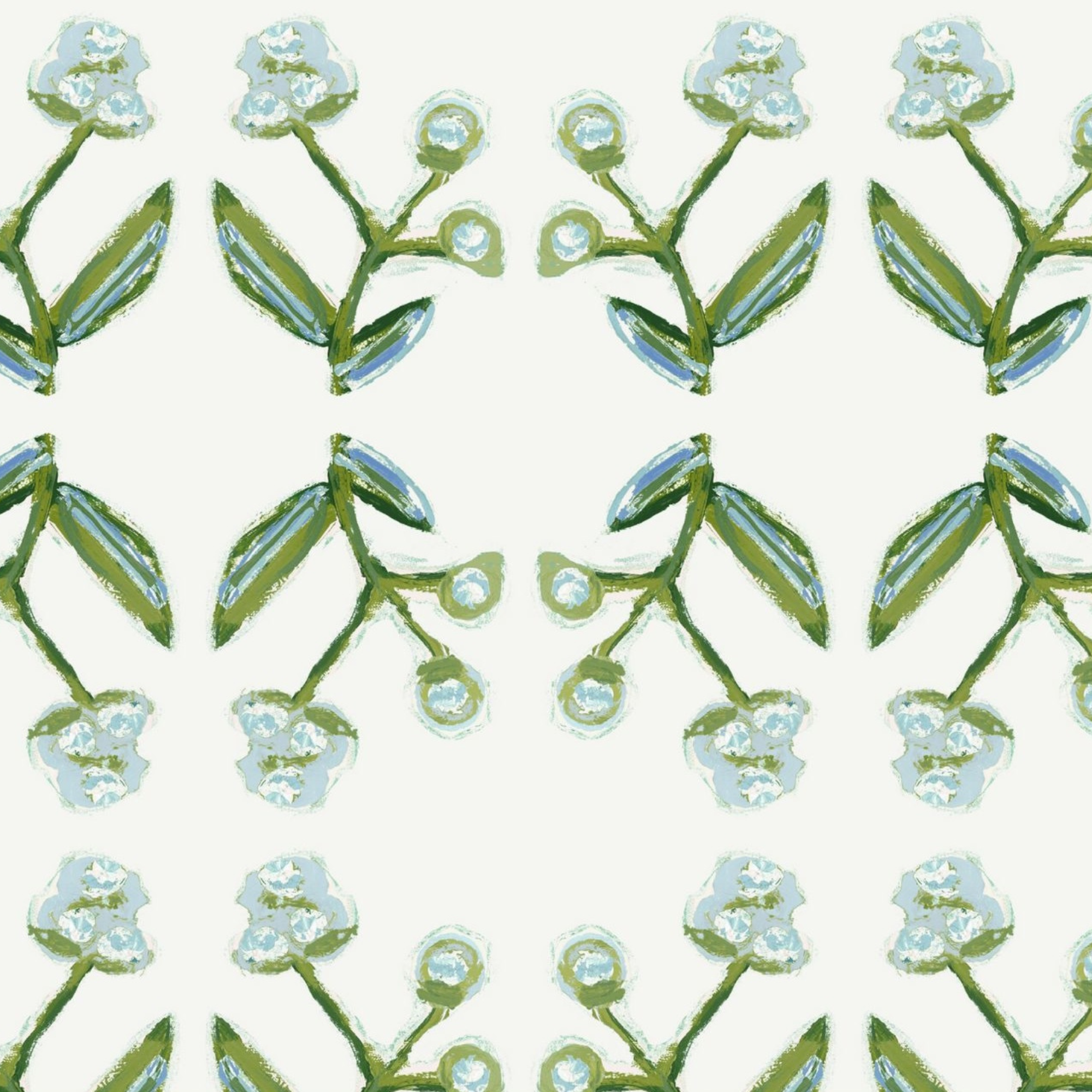 Antonia Wallpaper (Blue & Green) – Handmade & Digitally Printed-zoom-1