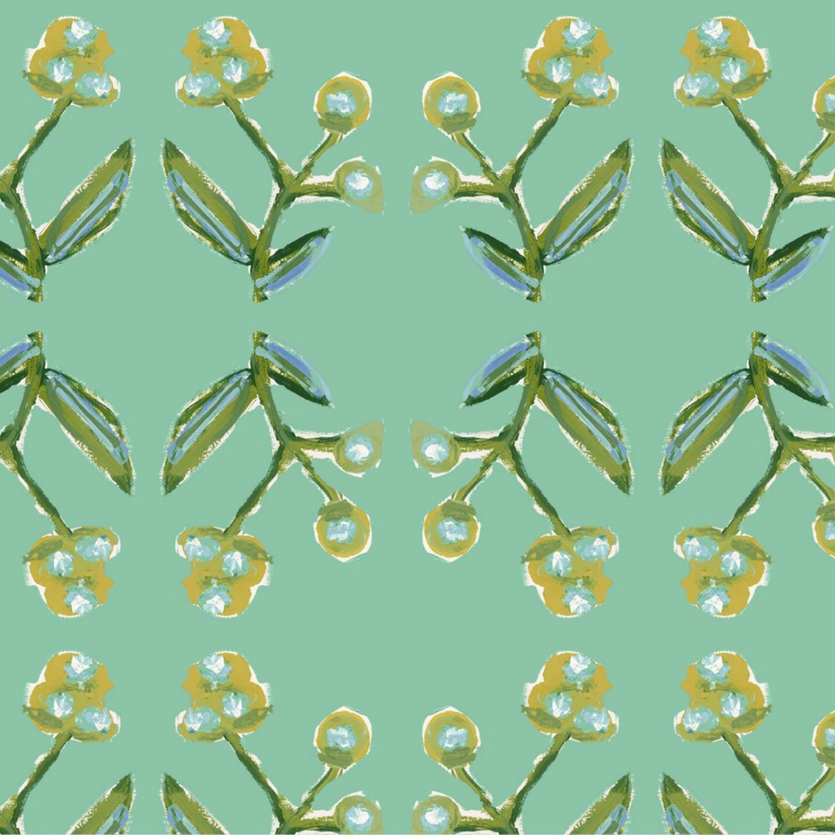 Antonia Wallpaper (Green & Citron) – Handmade & Digitally Printed