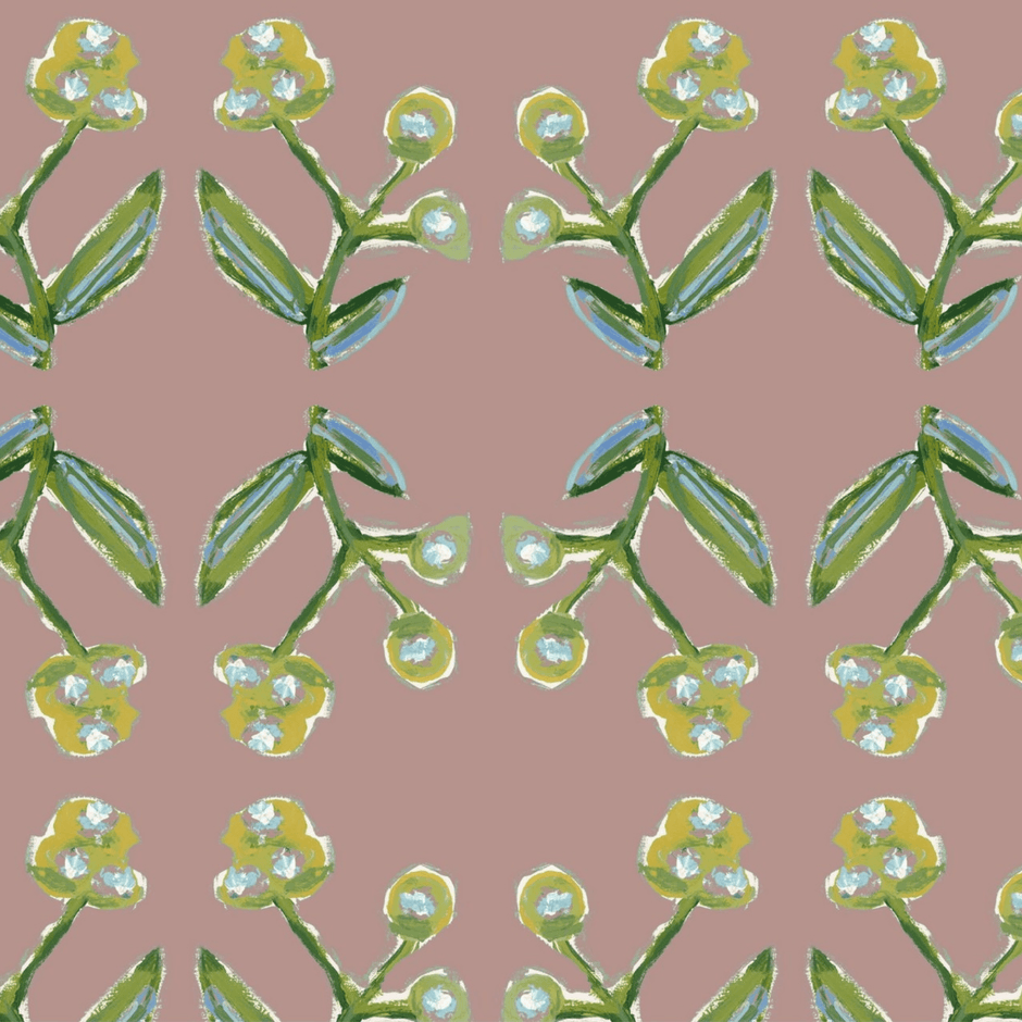 Antonia Wallpaper (Mauve) – Handmade & Digitally Printed - Aware House - Erin Donahue Tice -