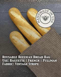 Baguette Beeswax Bread Bag | Reusable Cotton Storage - Aware House - Five Oaks Farm - 