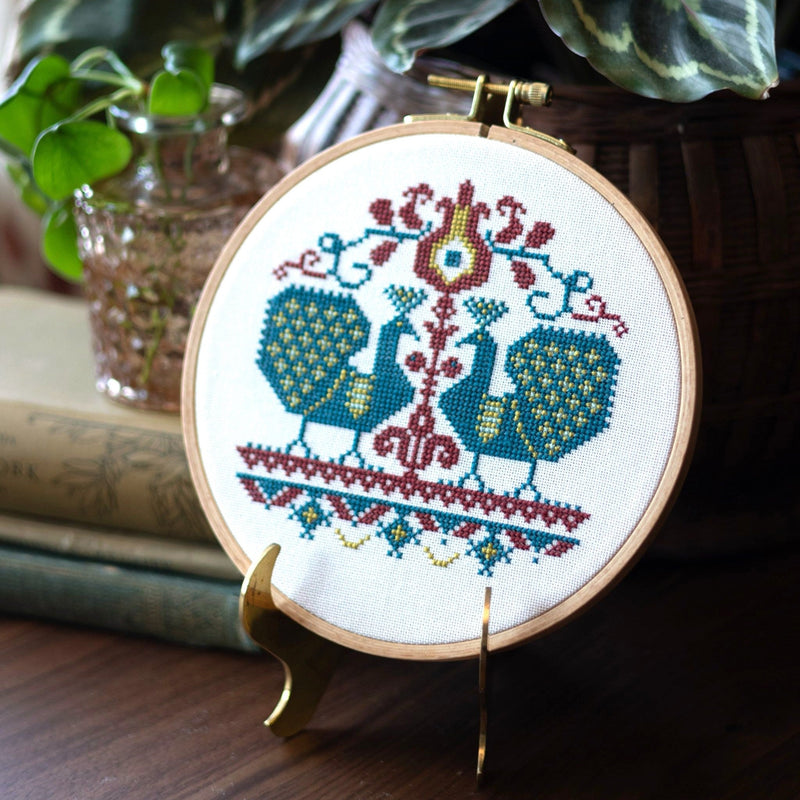 Vlachernai Peacocks Cross Stitch Hoop Kit-zoom-