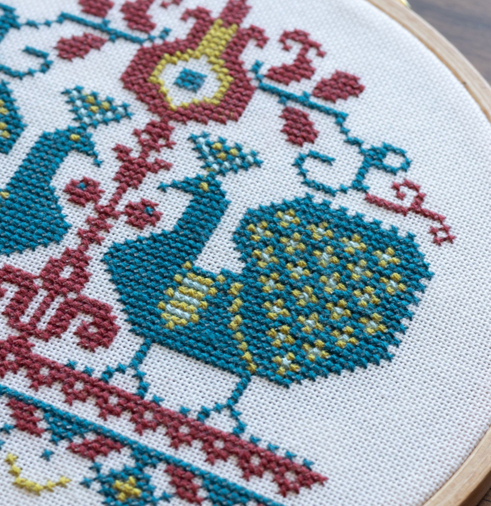 Vlachernai Peacocks Cross Stitch Hoop Kit-zoom-4
