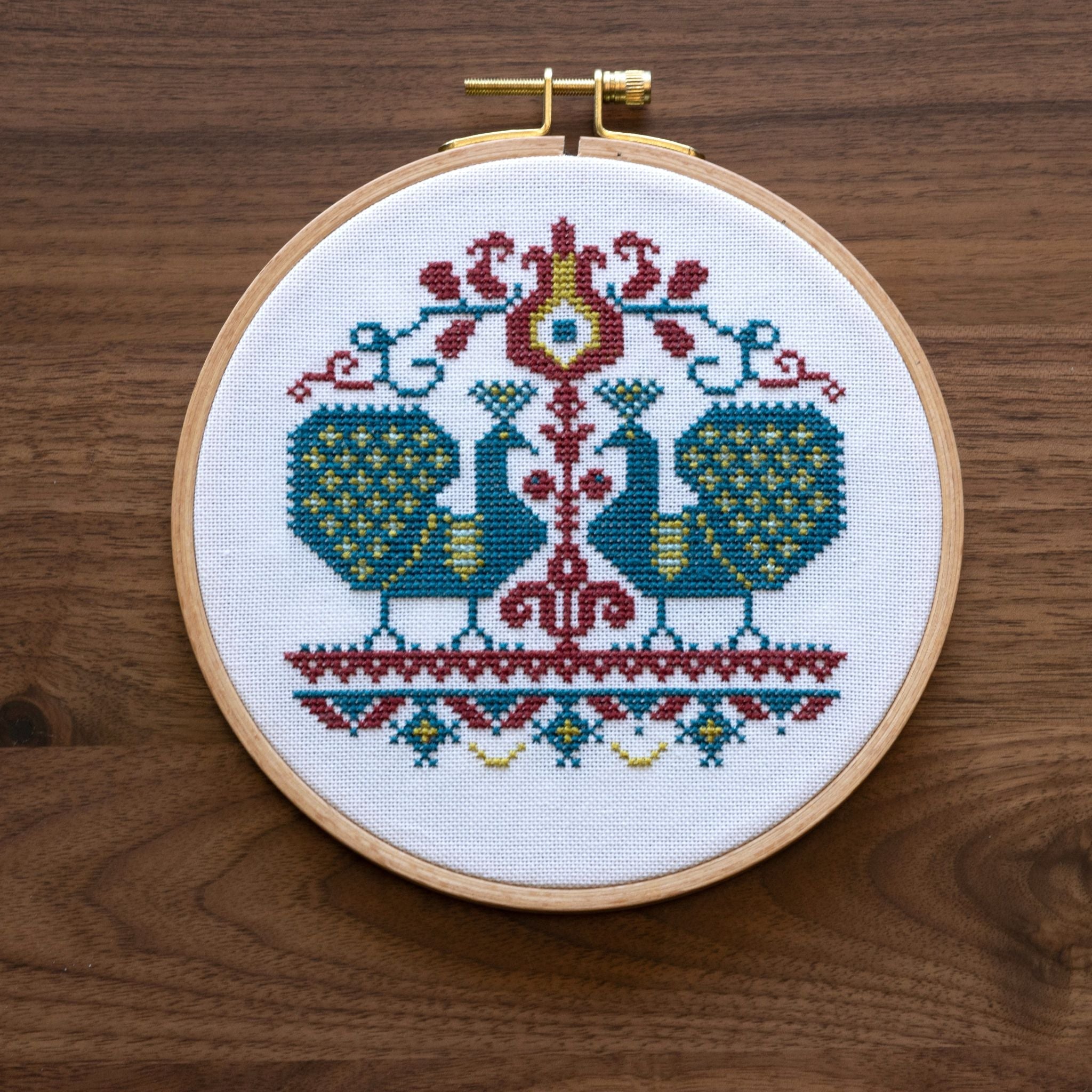 Vlachernai Peacocks Cross Stitch Hoop Kit-zoom-2
