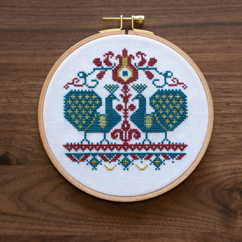 Vlachernai Peacocks Cross Stitch Hoop Kit-zoom-